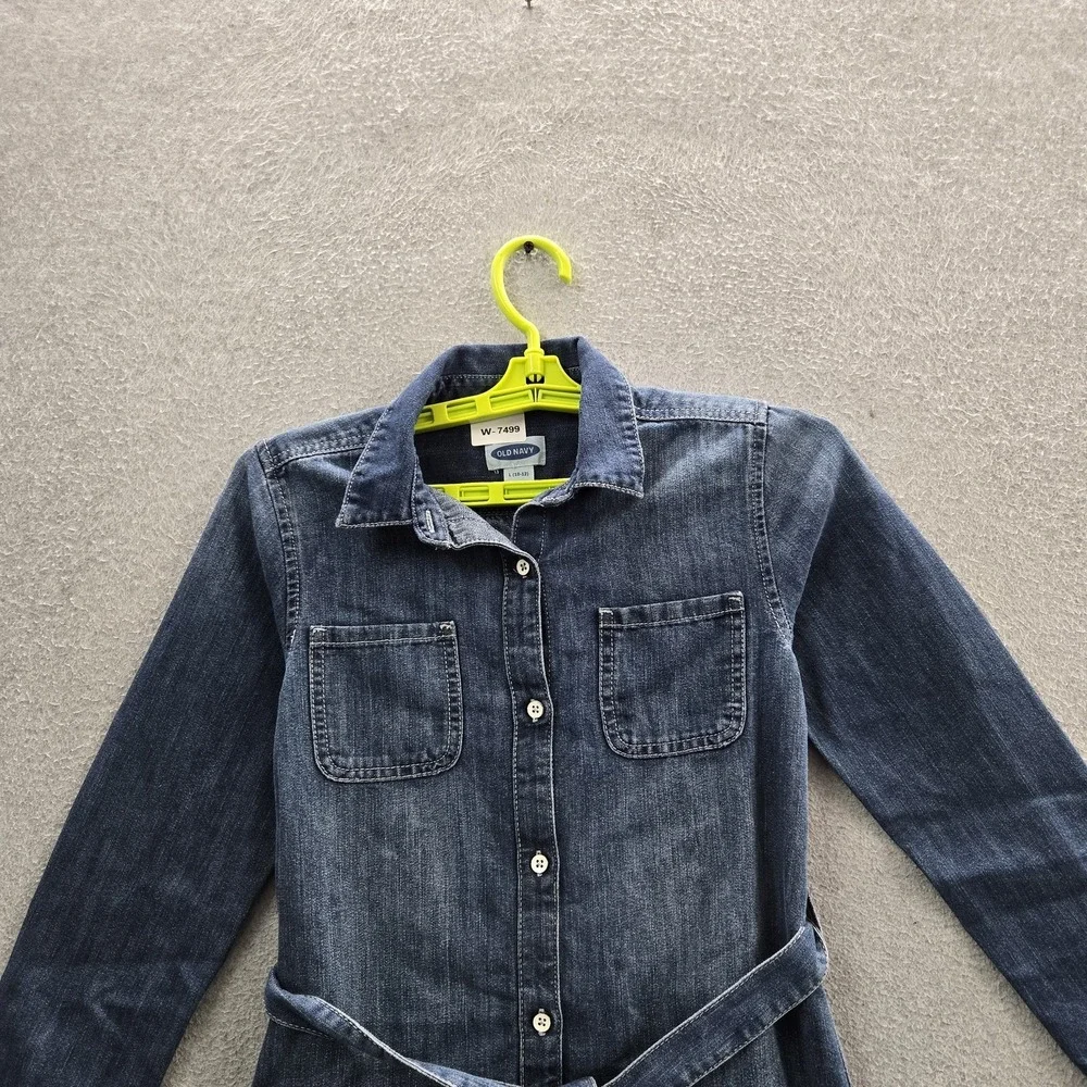 Old Navy Girls Dress L (10-12) Blue Denim Shirt Dress‎ Long Sleeve